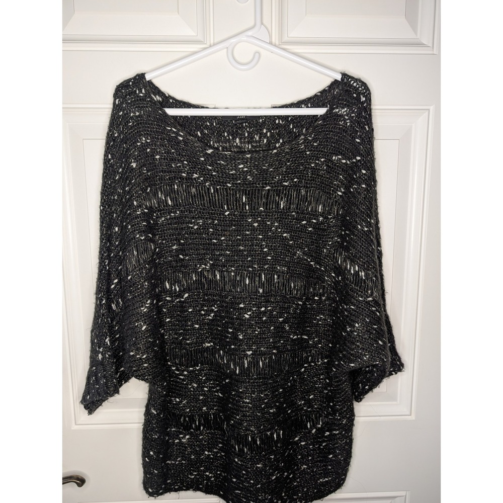 Nine West Jeans Women Black Marled Metallic Batwing Open Knit Sweater Large